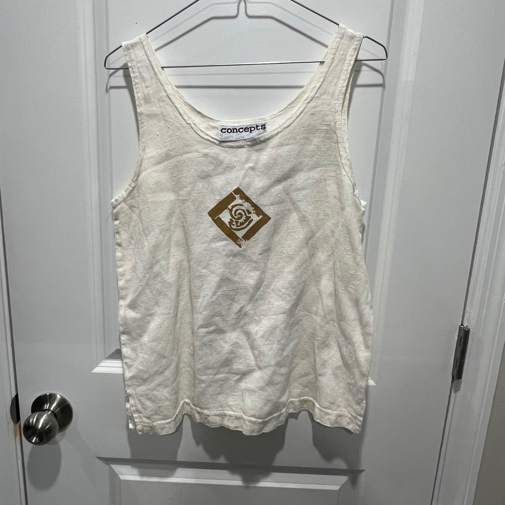 Concepts Cream Graphic Print‎ Tank Top Sleeveless Scoop Neck Women's M